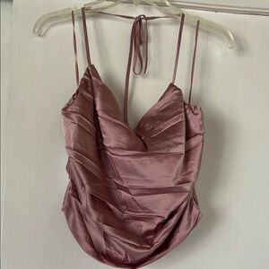Elegant Satin Draped Top in Mauve
